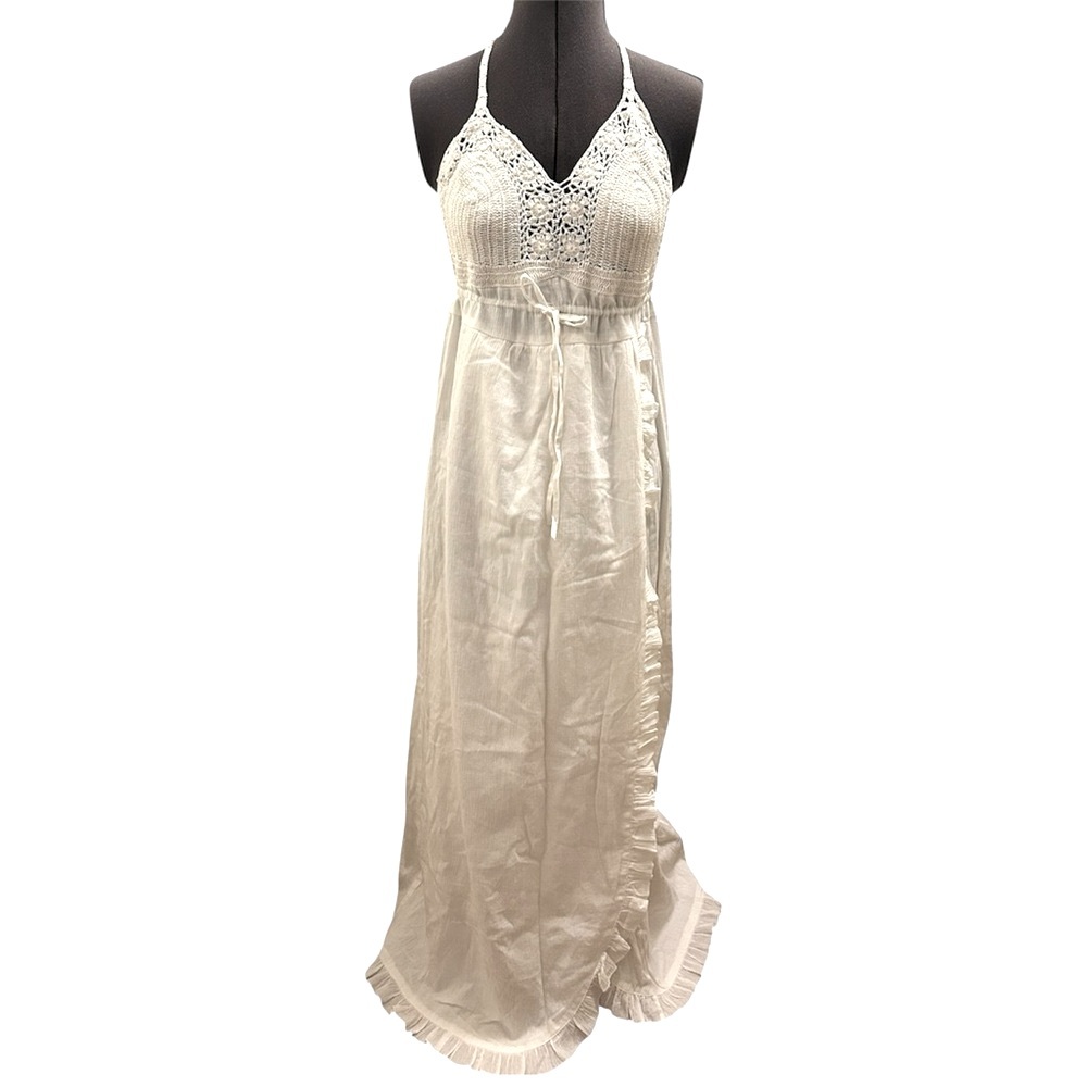 VENUS Ivory Crochet Maxi Dress